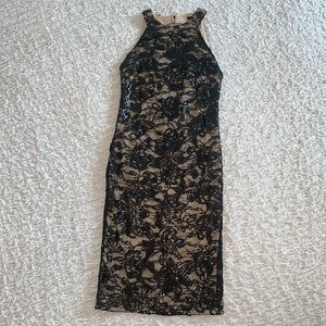 Black and Nude Sequin Dress with gorgeous back